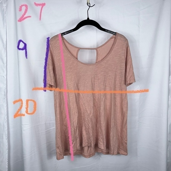 Promesa Shirt Short Sleeve Crewneck Scoop neck Pullover Top Open Back Casual Top - Picture 4 of 8